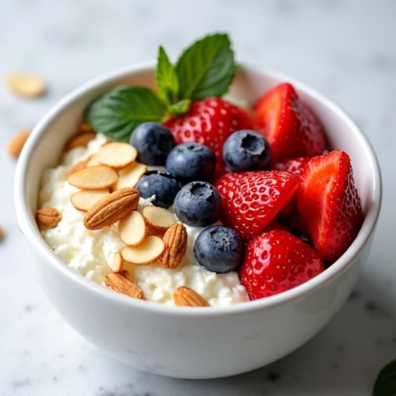 Creamy Cottage Cheese Bowl with Fresh Berries and Toasted Almonds