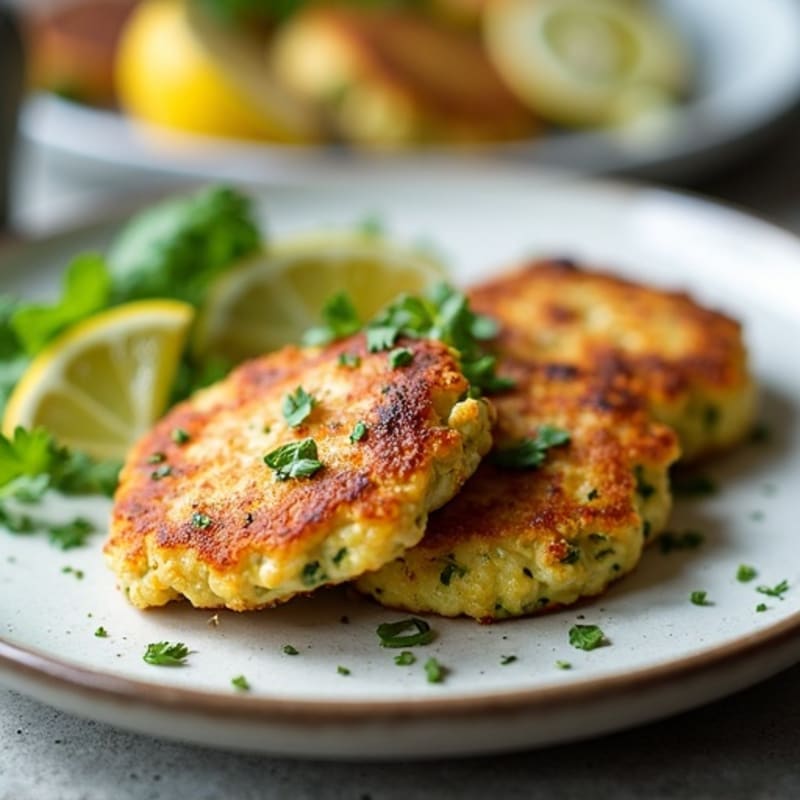 Crispy Zucchini Fritters with Lemon Herb Chicken
