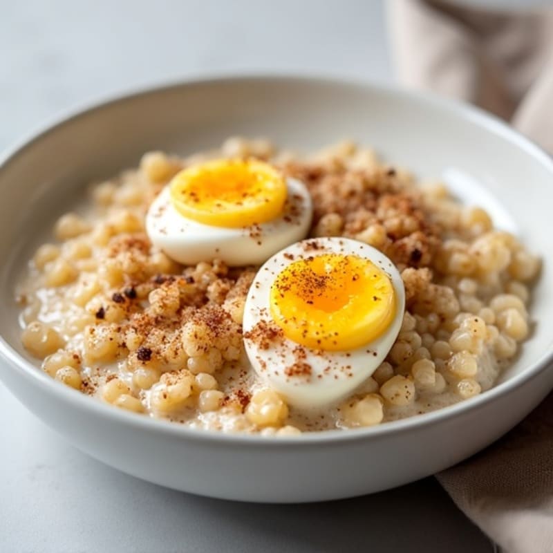 Creamy Protein-Packed Quinoa Porridge with Soft-Boiled Eggs