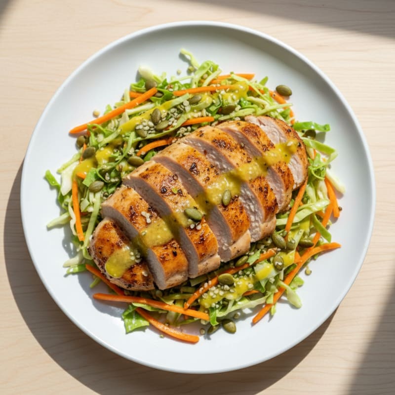 Seared Turkey Breast with Crunchy Cabbage Slaw