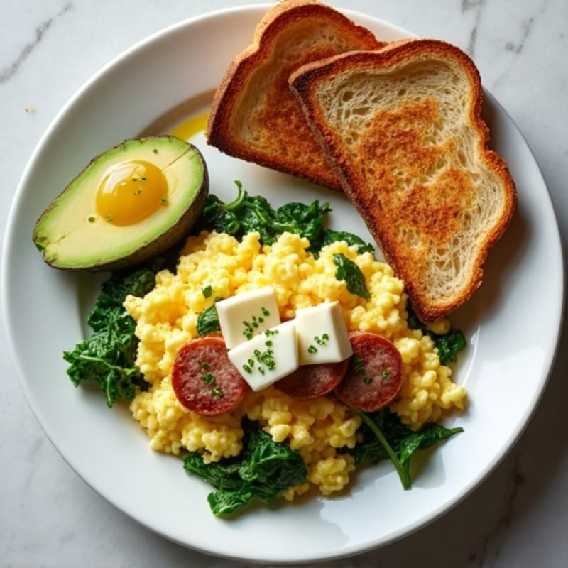 Egg White and Turkey Sausage Scramble with Spinach