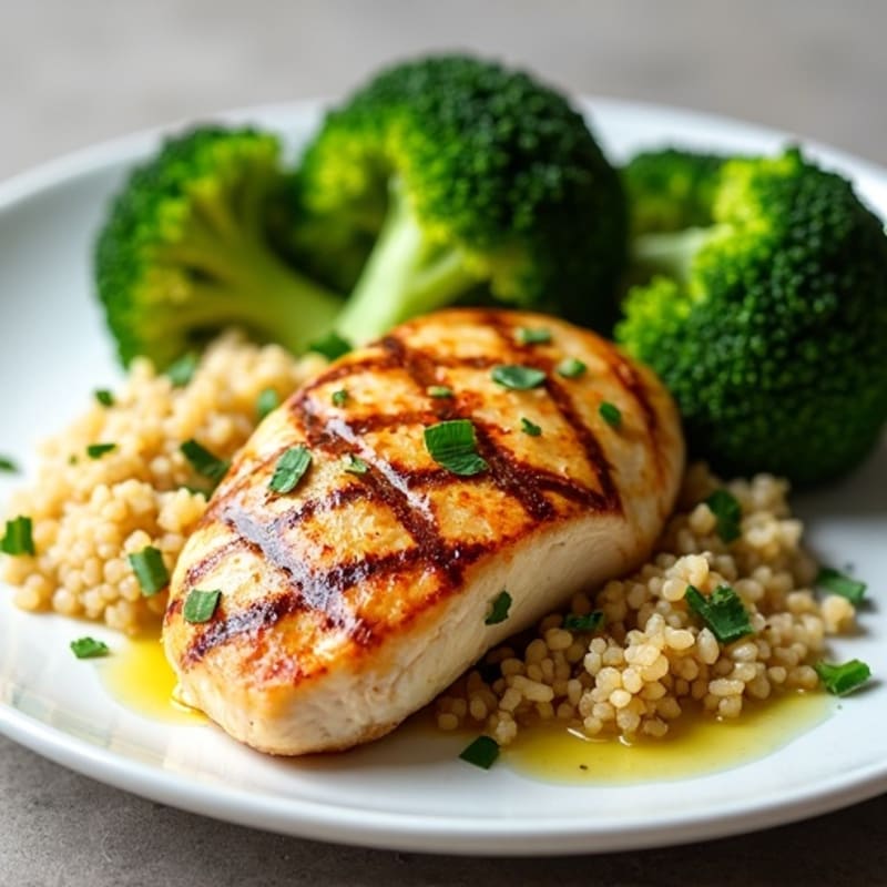 Grilled Chicken Breast with Quinoa and Steamed Broccoli