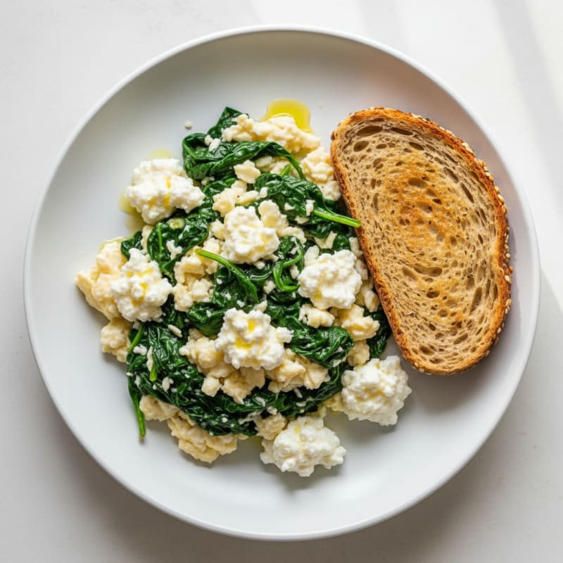 Egg White Scramble with Spinach and Cottage Cheese