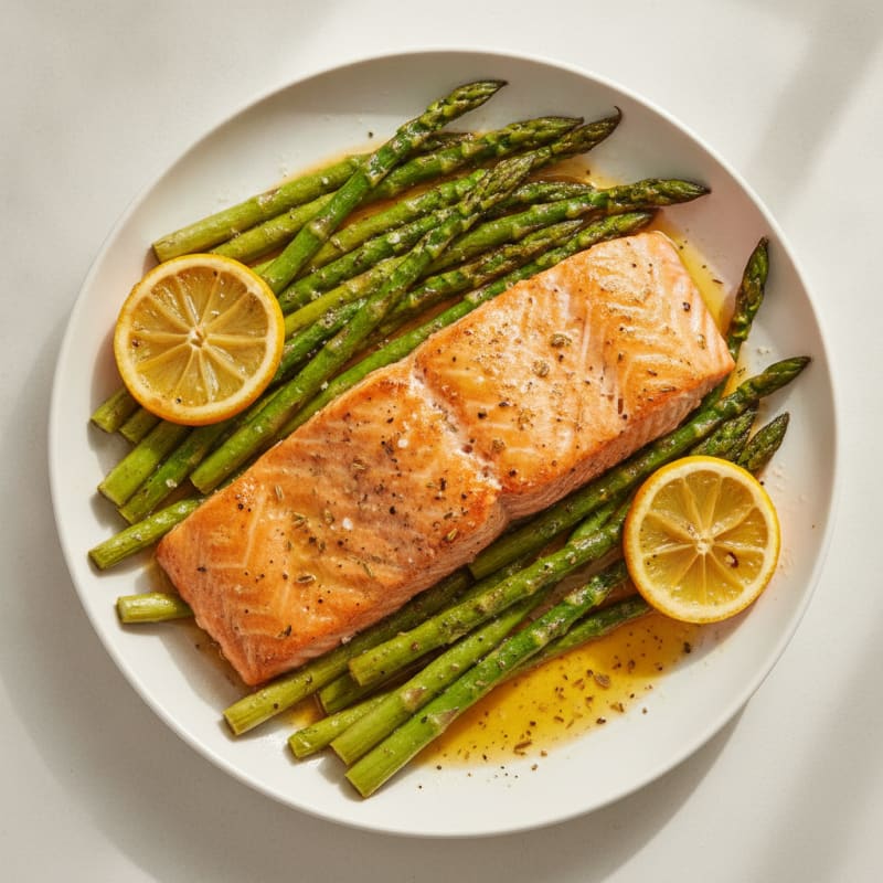 Lemon Herb Roasted Salmon with Asparagus