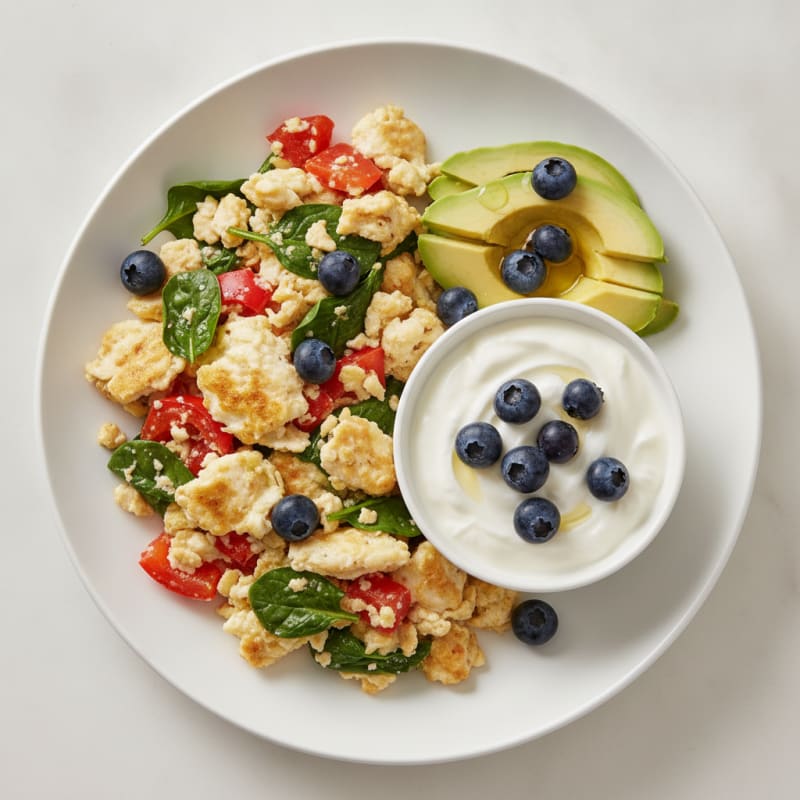 Egg White Veggie Scramble with Greek Yogurt