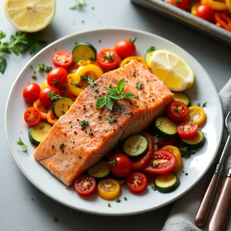 Sheet Pan Mediterranean Salmon with Roasted Vegetables