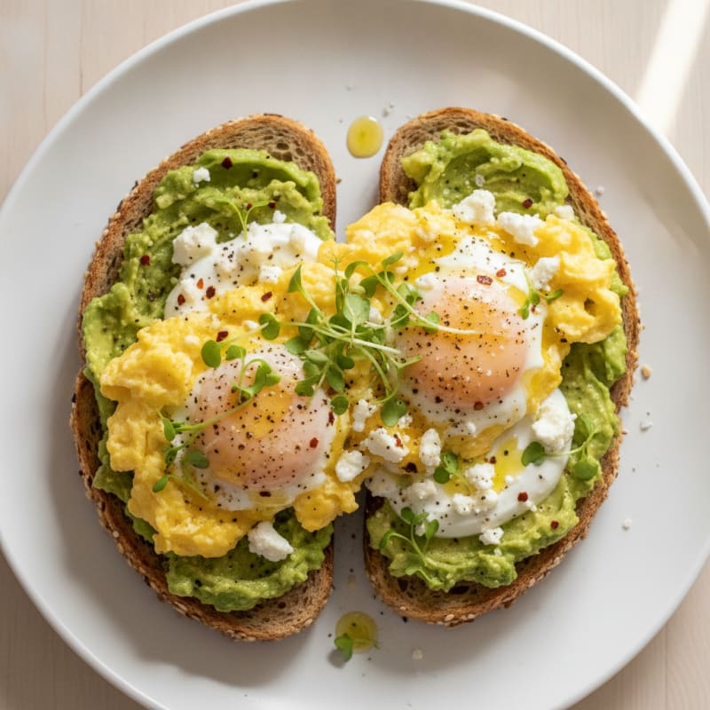 Eggs with Feta and Avocado Toast