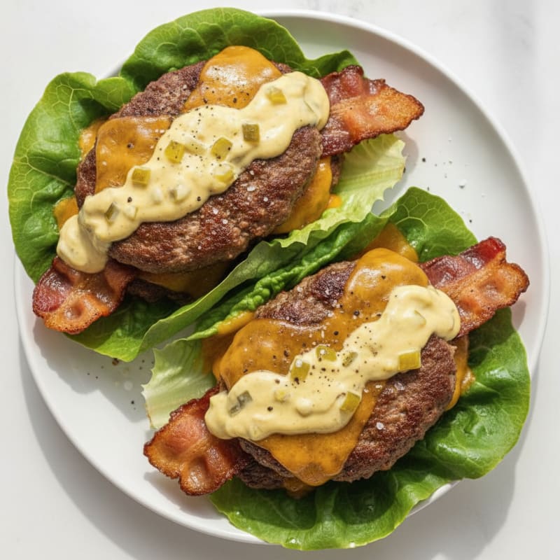 Double Bacon Cheeseburger Lettuce Wraps