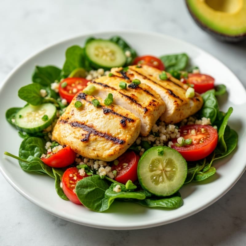 Grilled Chicken and Quinoa Salad with Spinach