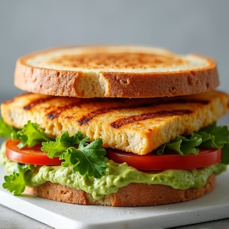 Grilled Chicken Sandwich with Creamy Avocado and Fresh Greens
