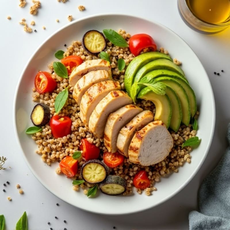Grilled Chicken and Quinoa Salad with Roasted Vegetables