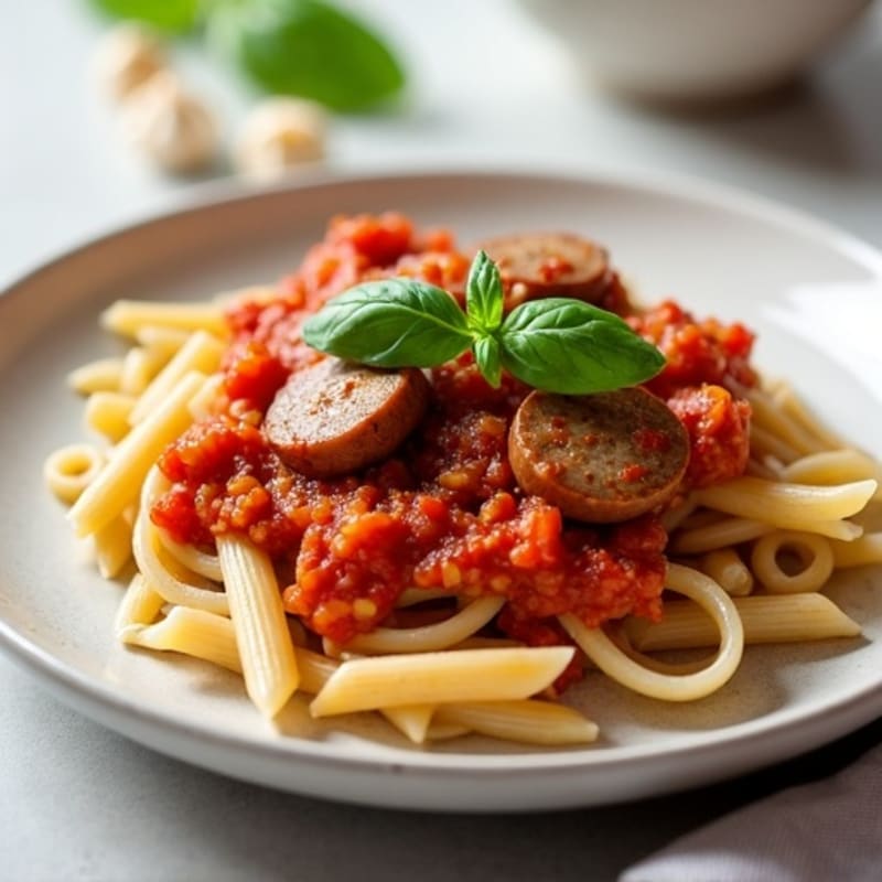 Lean Sausage Ragu with Whole Wheat Penne