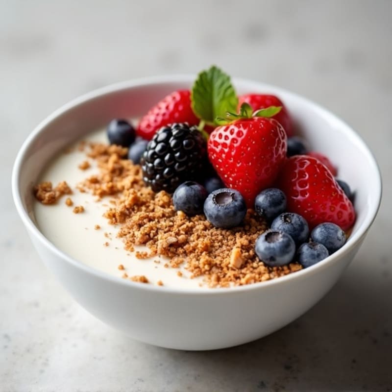Greek Yogurt Protein Bowl with Almond Butter and Mixed Berries