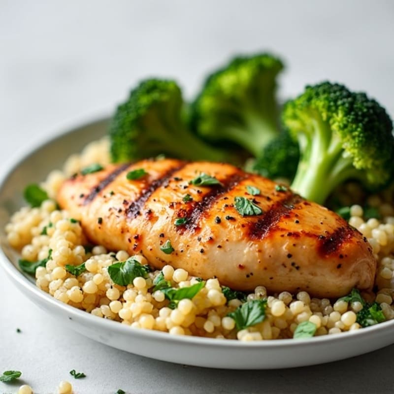 Grilled Chicken Breast with Quinoa and Steamed Broccoli
