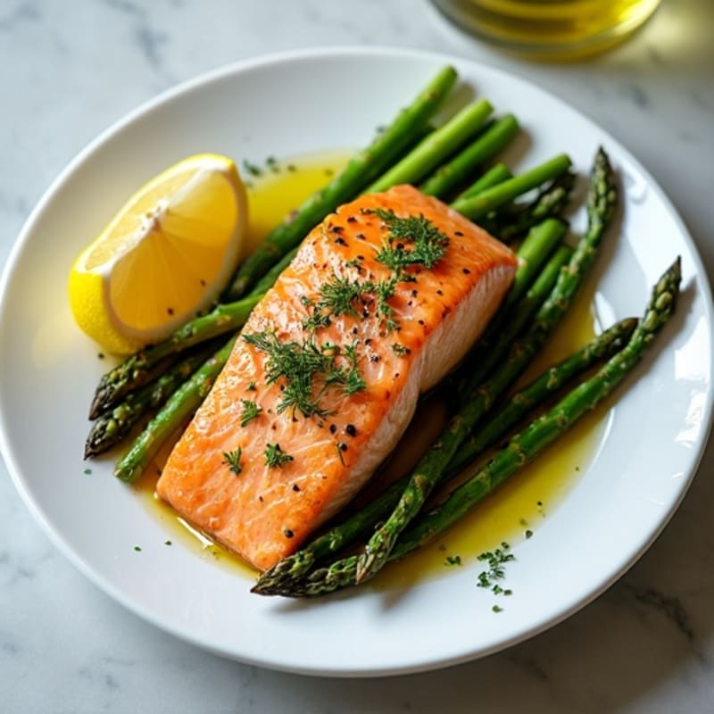 Flaky Lemon Herb Salmon with Crispy Roasted Asparagus