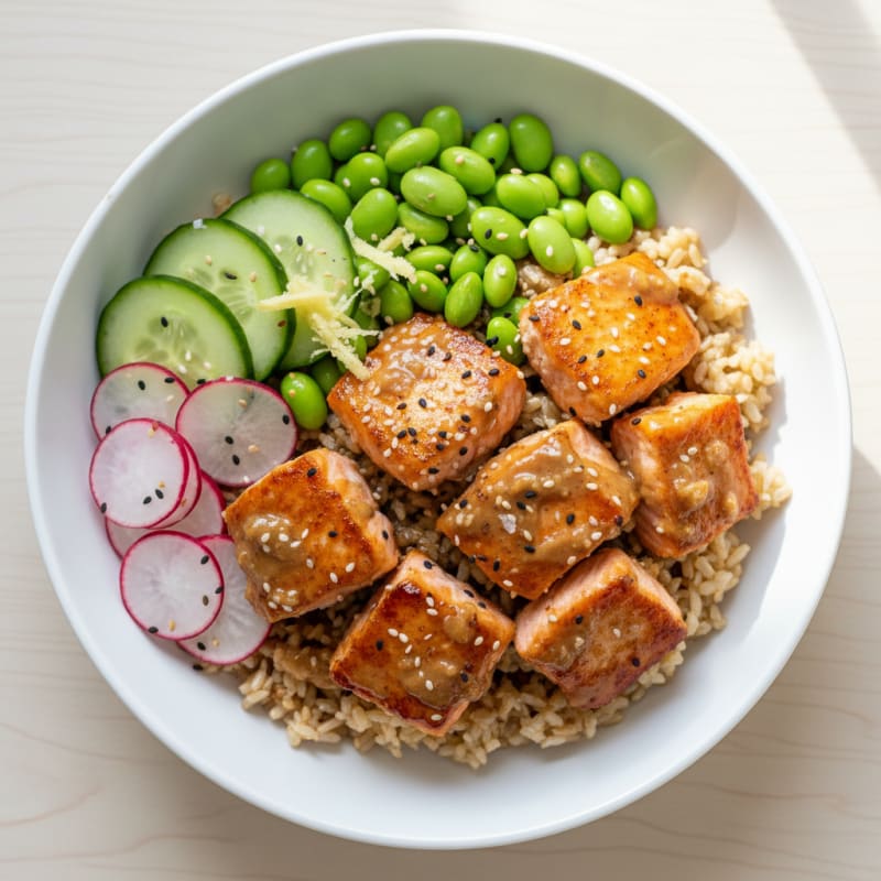 Golden Sesame-Ginger Salmon Sushi Bowl