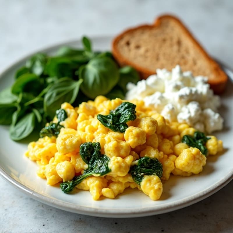 Egg White Scramble with Spinach and Cottage Cheese