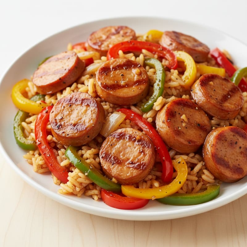 Smoked Kielbasa and Pepper Rice Skillet