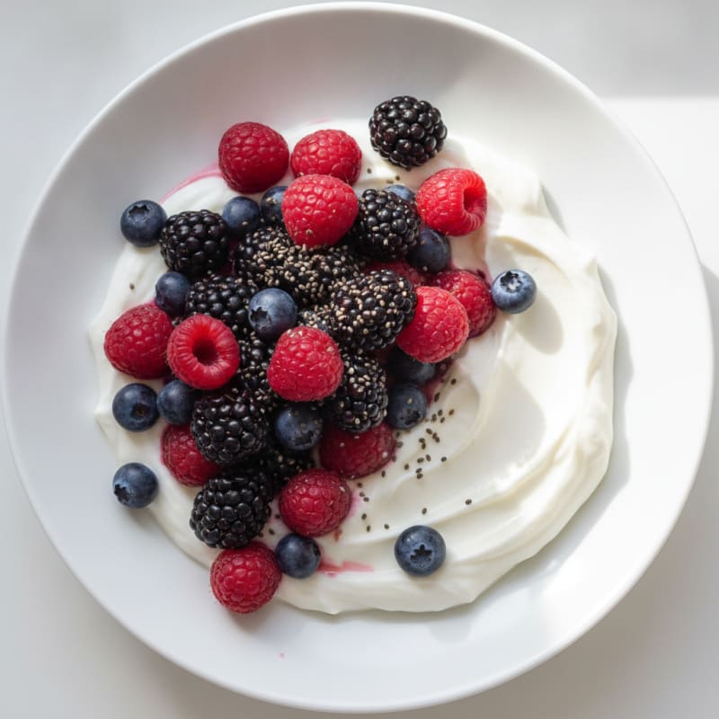 Silky Vanilla Protein Yogurt with Mixed Berries