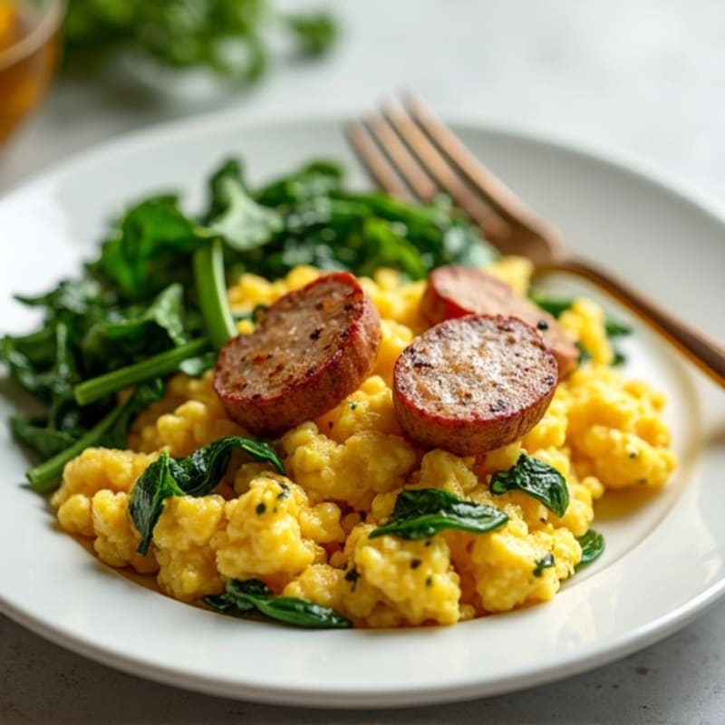 Egg White Scramble with Spinach and Turkey Sausage