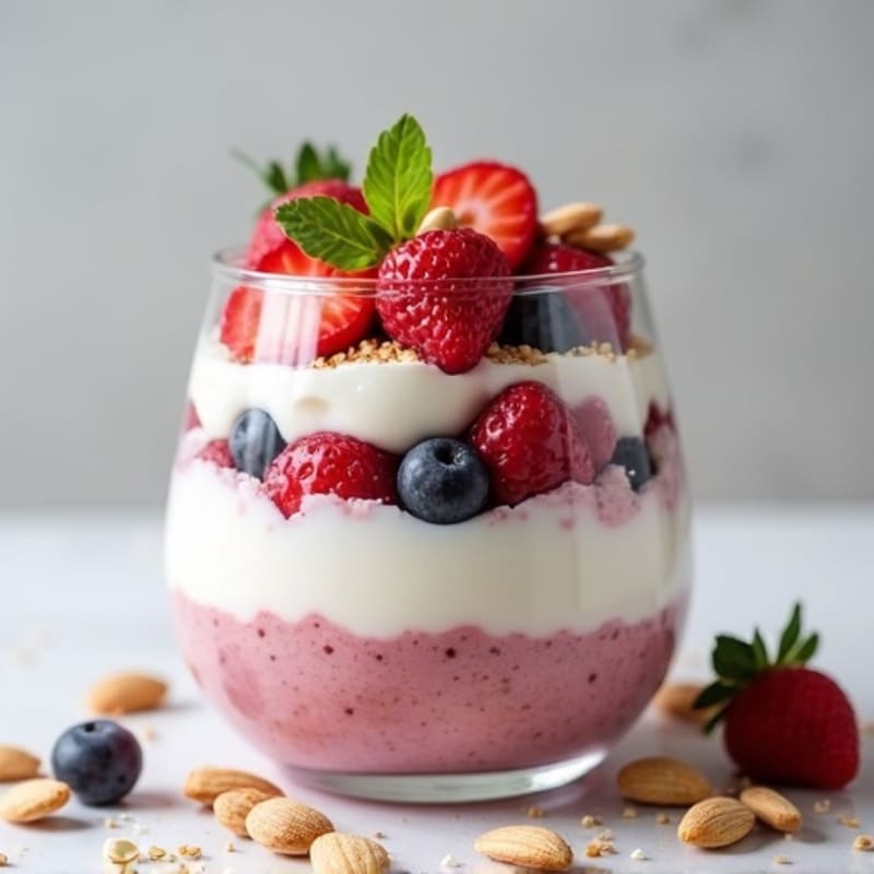 Greek Yogurt Protein Parfait with Berries and Almonds