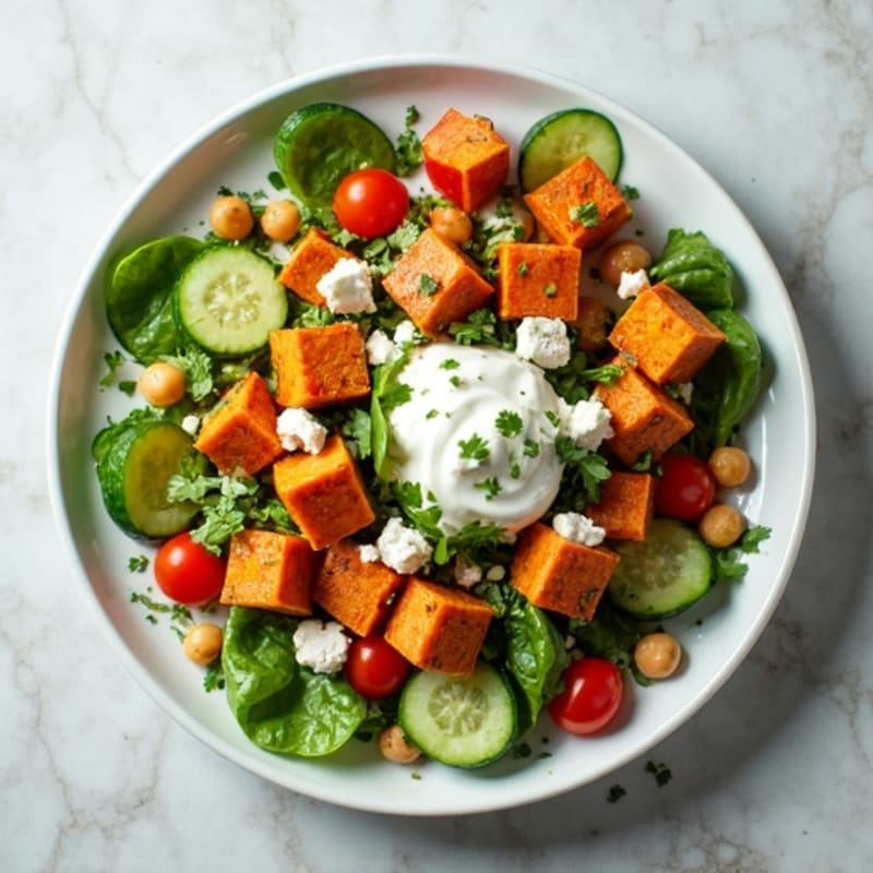 Herb-Roasted Sweet Potato and Greek Yogurt Salad