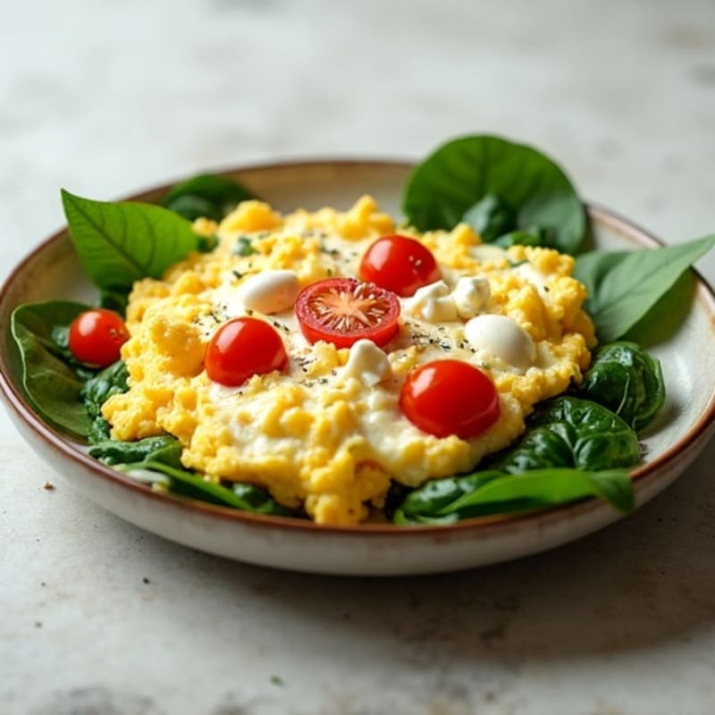 Egg White Scramble with Spinach and Cottage Cheese