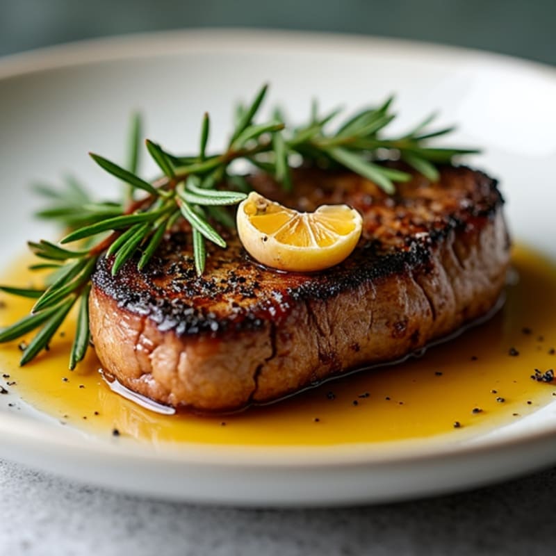 Herb-Crusted Pan Seared Top Sirloin with Roasted Garlic
