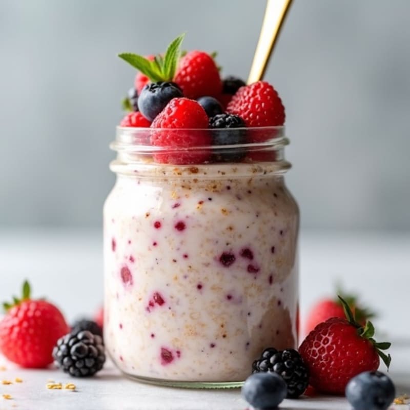 Vanilla-Berry Protein Overnight Oats
