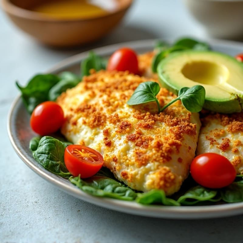 Crispy Chicken and Egg White Scramble with Spinach