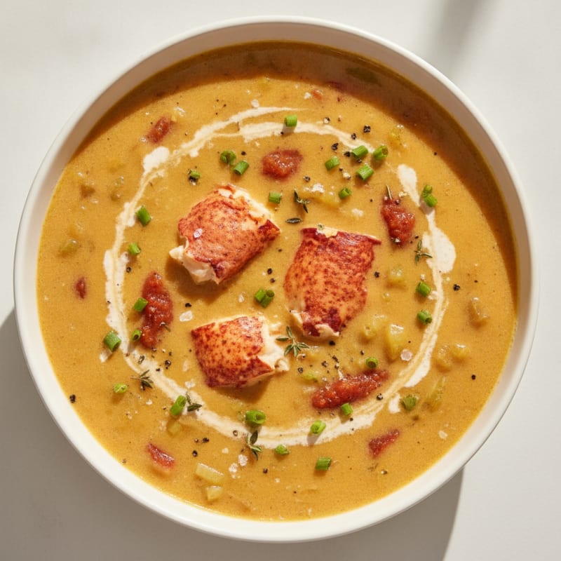 Buttery Lobster Bisque with Sherry Swirl