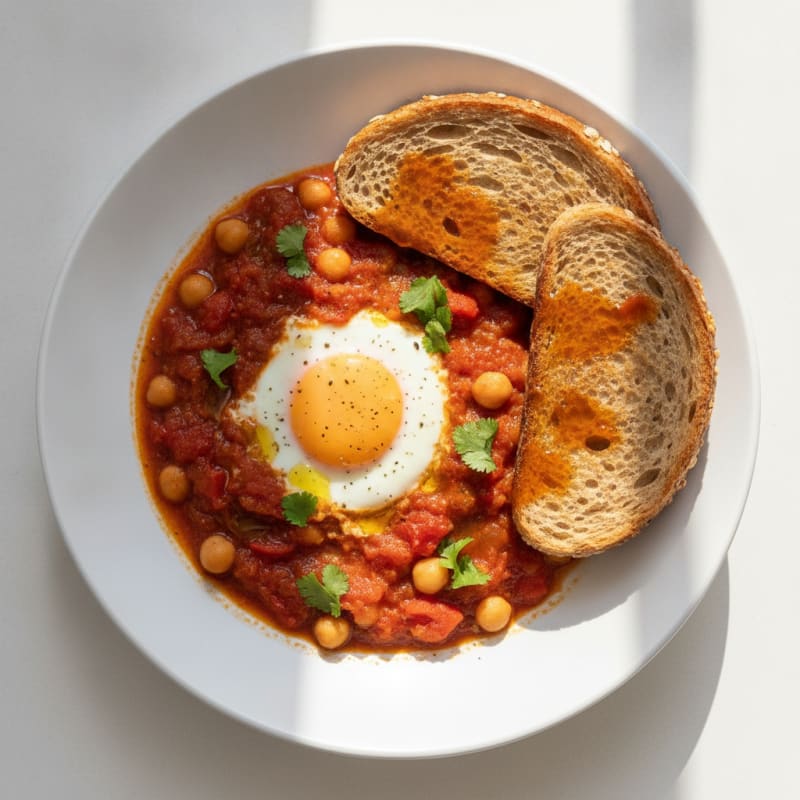 Egg and Tomato Shakshuka with Whole Grain Bread