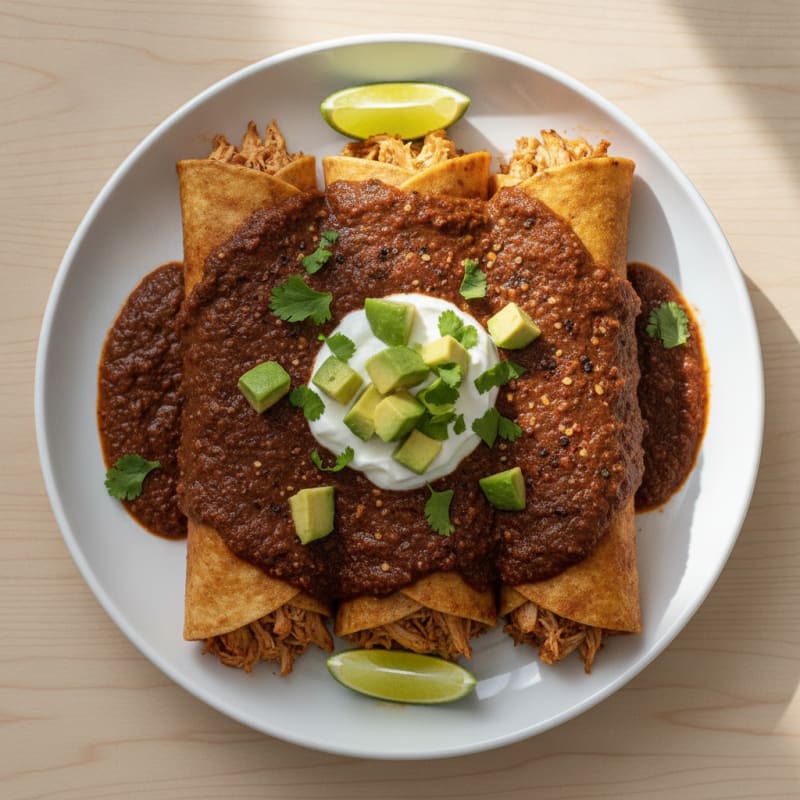 Chicken Enchiladas with Ancho Chili Sauce