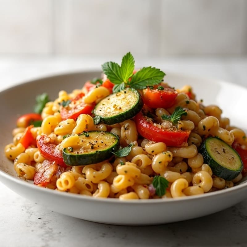 High-Protein Turkey and Lentil Pasta with Roasted Vegetables