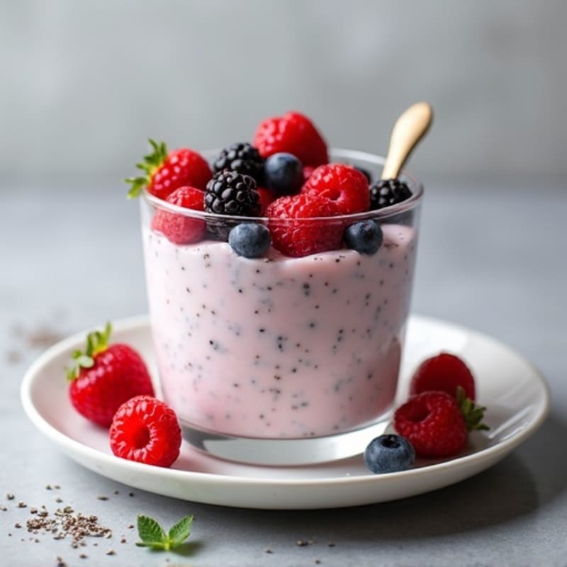 Silky Greek Yogurt Protein Pudding with Berries