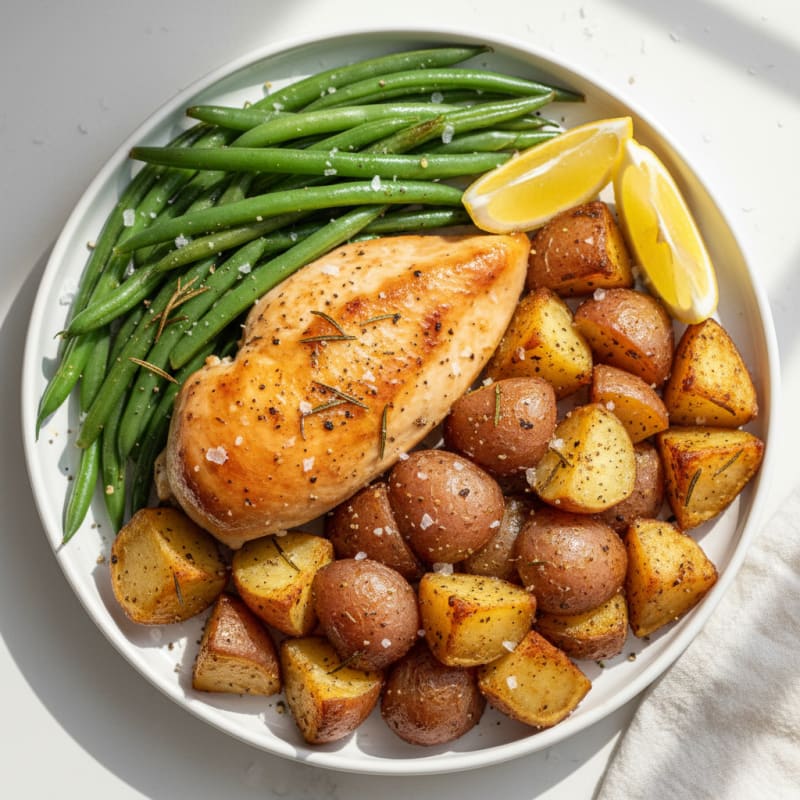 Herb-Roasted Chicken and Crispy Red Potatoes