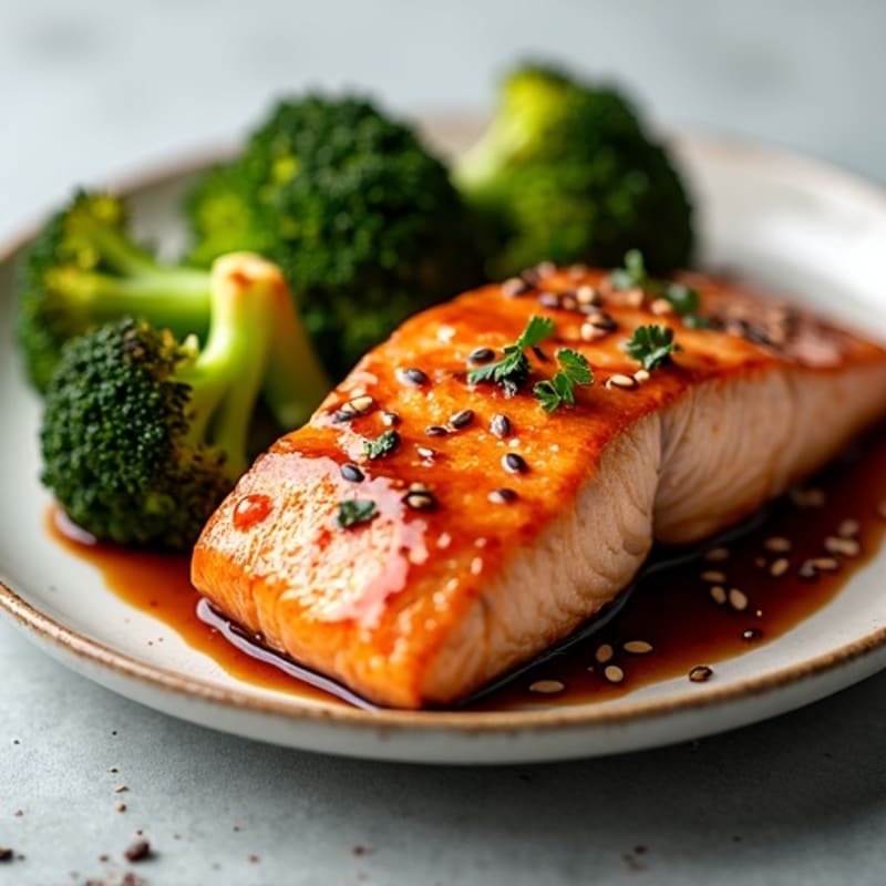 Roasted Teriyaki Salmon with Crispy Broccoli