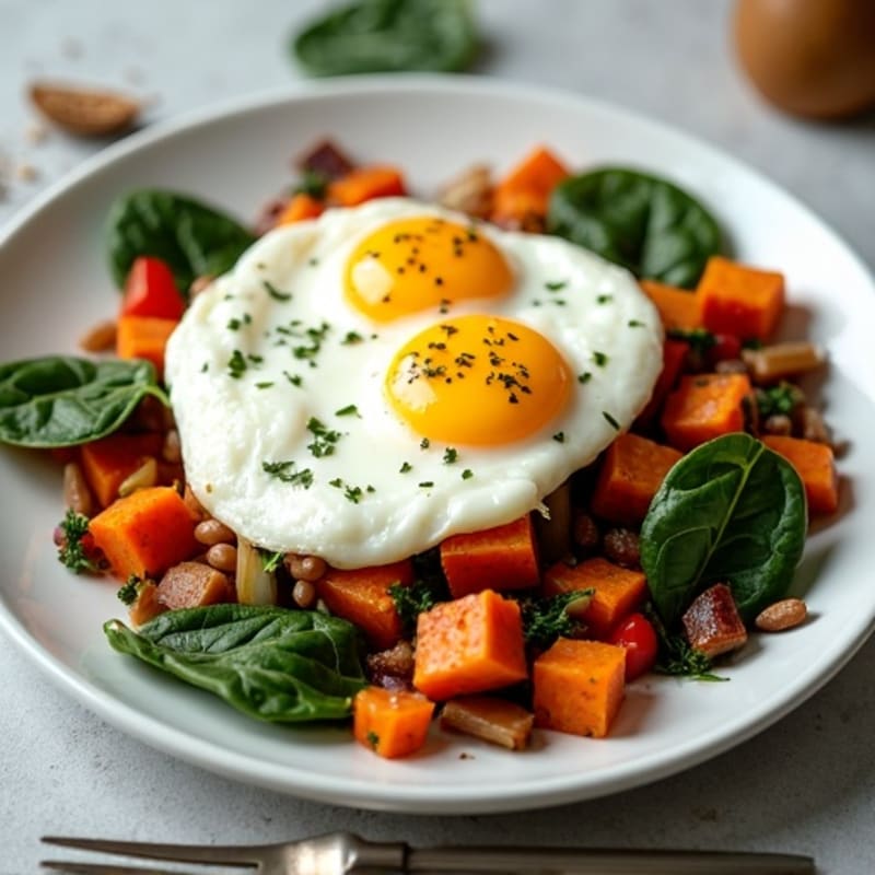 Protein-Packed Sweet Potato Hash with Eggs