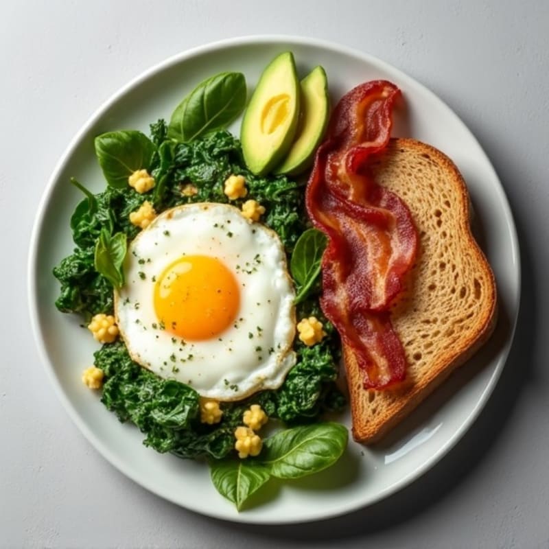 Egg White and Spinach Scramble with Turkey Bacon
