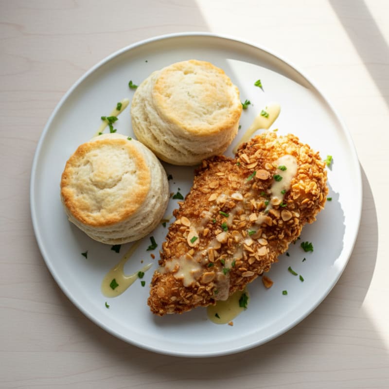 Crispy Buttermilk Fried Chicken with Fluffy Biscuits