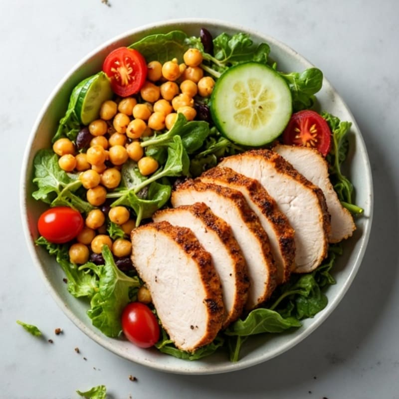 Grilled Turkey Breast Salad with Chickpeas and Lemon Vinaigrette