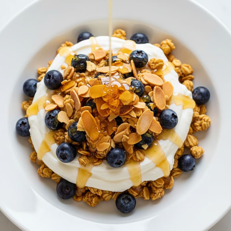 Greek Yogurt Parfait with Fresh Berries and Crunchy Almonds