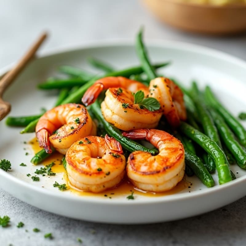 Pan-Seared Garlic Herb Shrimp with Crispy Green Beans