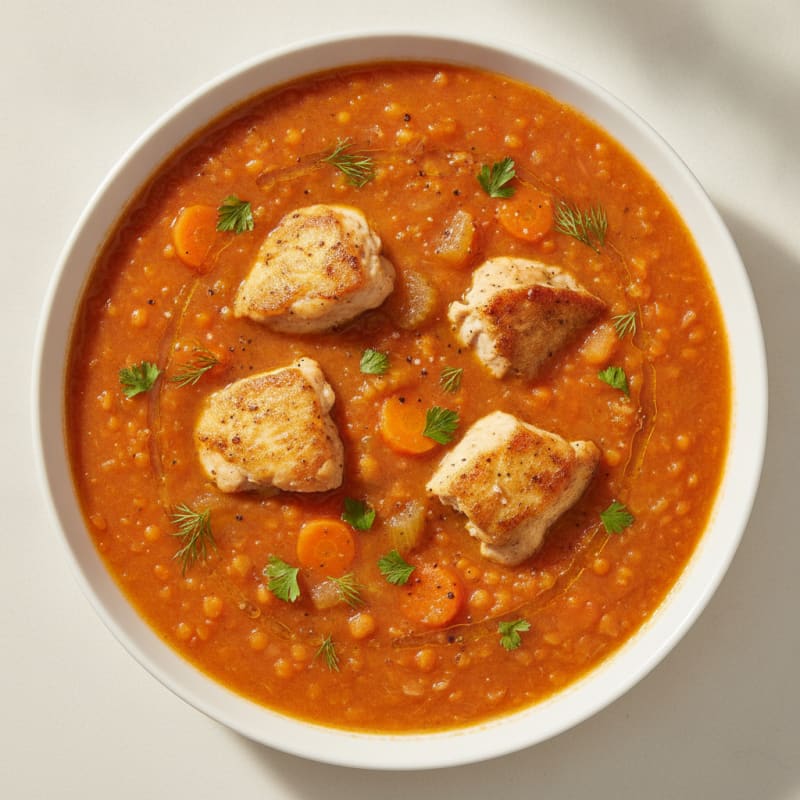 Hearty Red Lentil Soup with Root Vegetables