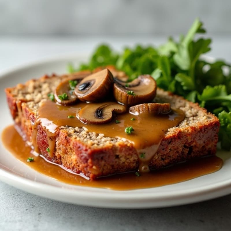 Lean Meatloaf with Savory Mushroom Gravy