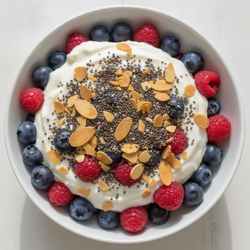 Greek Yogurt Parfait with Fresh Berries and Chia Seeds