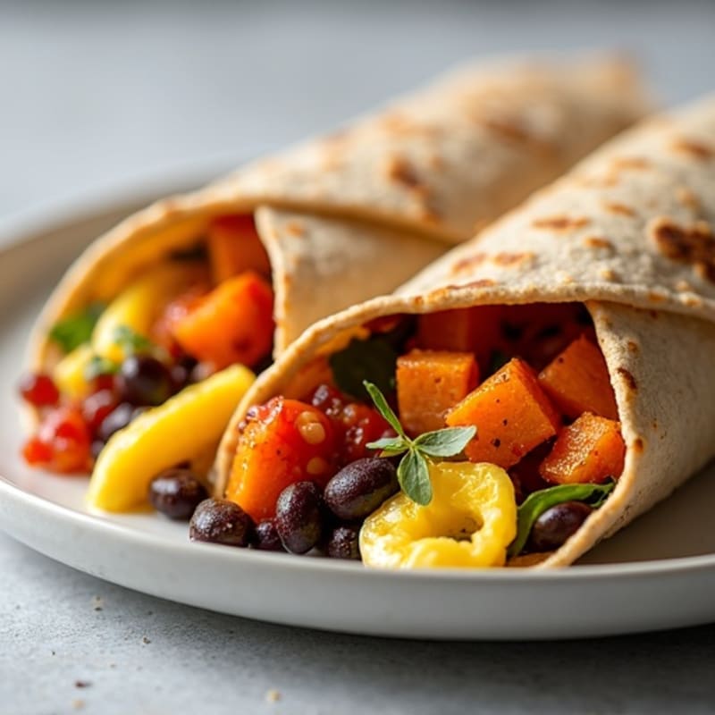 Crispy Sweet Potato, Egg, and Black Bean Burrito