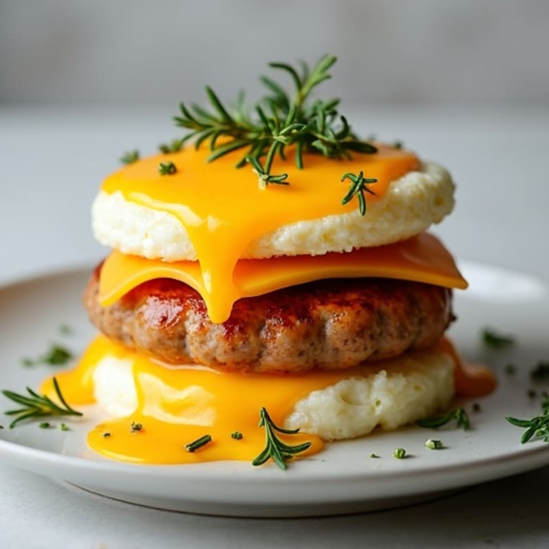 Herb-Seasoned Turkey Sausage and Egg Breakfast Stack