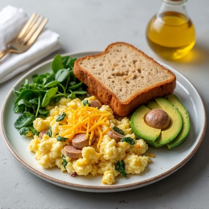 Egg White and Turkey Sausage Scramble with Spinach