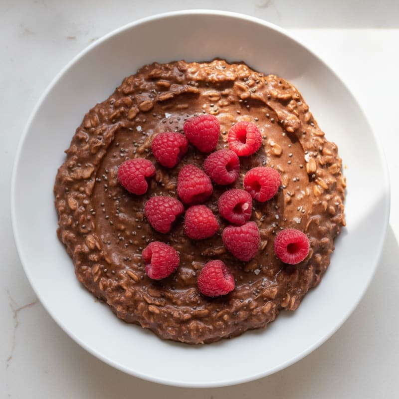 Chocolate Protein Oats with Berries